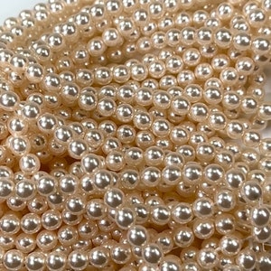 Perle finte di vetro ceco rotonde color crema, perle di madreperla di cristallo tradizionali da 6 mm, color avorio