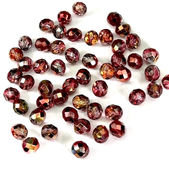 White Carmen Metallic Pearl Czech Fire Polished Round Faceted Glass Beads Faceted Pearls 3mm 4mm 6mm 8mm