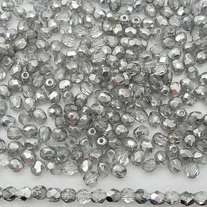 300 Crystal Labrador Silver Half coated 6mm Preciosa Czech Fire Polished Round Faceted Glass Beads Traditional Czech Glass Fire Polish