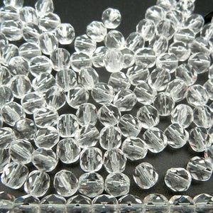 Crystal Clear Czech Fire Polished Round Faceted Glass Beads size 8mm 150 pcs Traditional Preciosa Fire Polish Beads Loose image 1
