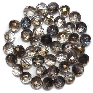Crystal Vintage Bronze Coated, Czech Fire Polished Round Faceted Glass Beads, 10mm 24pcs, P503