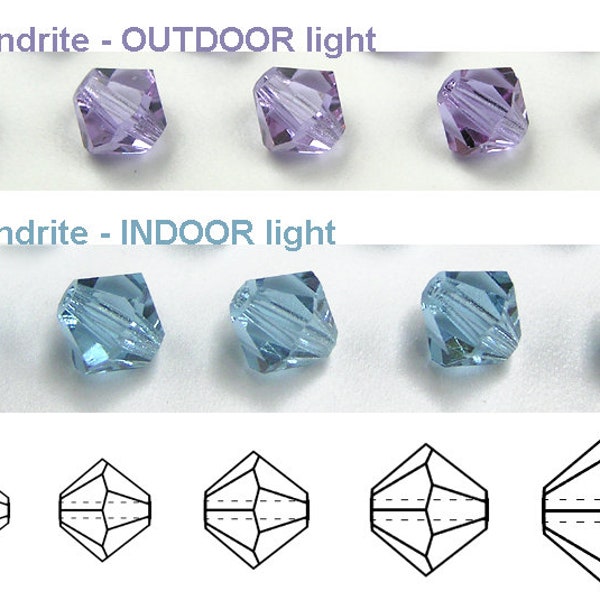 Alexandrite Changing Color Traditional Czech Glass MC Bicone Beads Rondell Diamond Shape in 4mm 6mm Preciosa Purple Blue Color Crystals