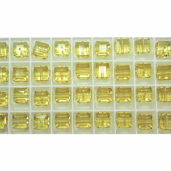 Swarovski Art 5601 6mm Jonquil Crystal Cube Beads 12pcs