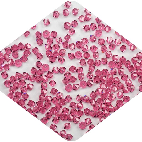 Rose Traditional Czech Glass MC Bicone Beads Rondell Diamond Crystals 3mm 4mm 6mm Preciosa Rich Pink Color