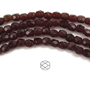 3mm (135pcs) Burgundy, Czech Fire Polished Round Faceted Glass Beads, strung or loose