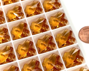 Swarovski Art 6866 Topaz top drilled chunky Cross Pendants in size 20mm 4 pcs