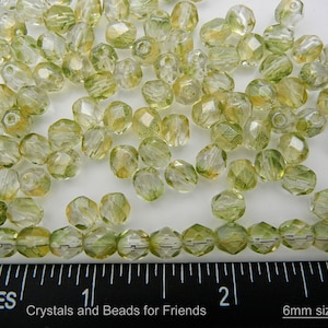 300 Crystal Limette Luster fully coated 6mm Preciosa Czech Fire Polished Round Faceted Glass Beads Traditional Czech Glass Fire Polish loose