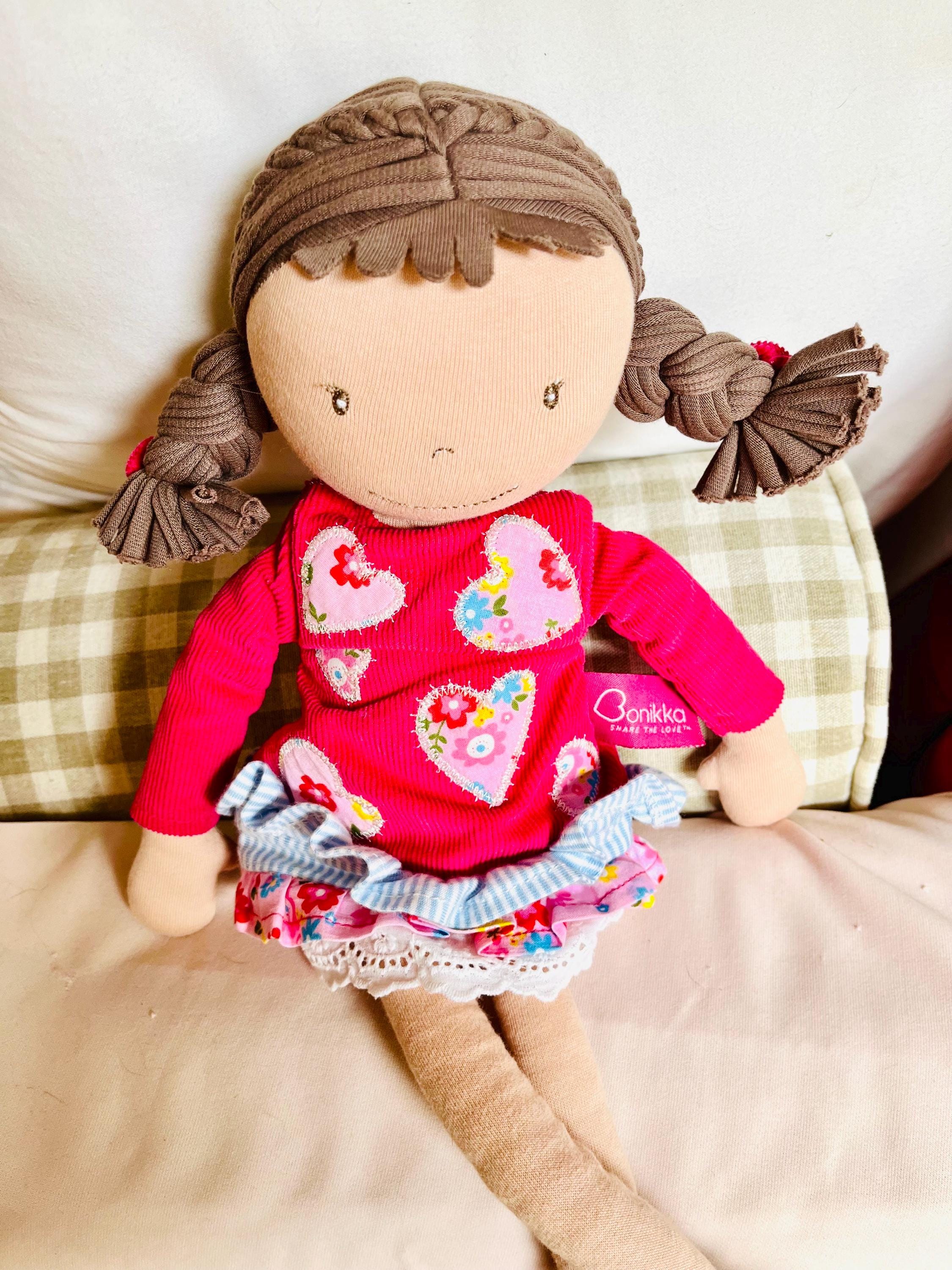 Pezza Bambole Bonikka PIA Capelli Castano Chiari E Blu E Pesca Funlab