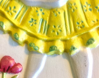 Retro Art Deco 1974 Pastel Chalkware Plaques