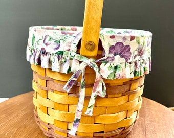 Vintage Longaberger Basket 1996 Swear Pea w Floral lining
