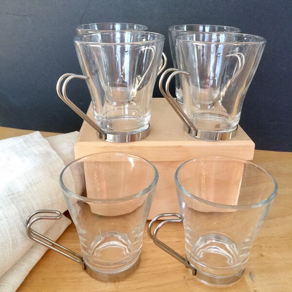 Italian Vitrosax glass cups, set of six