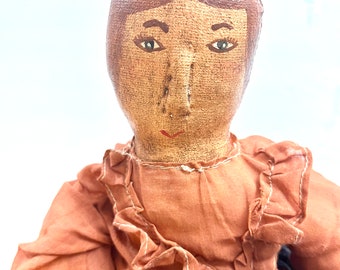 Primitive Cloth/Muslin Doll one piece with handmade attire