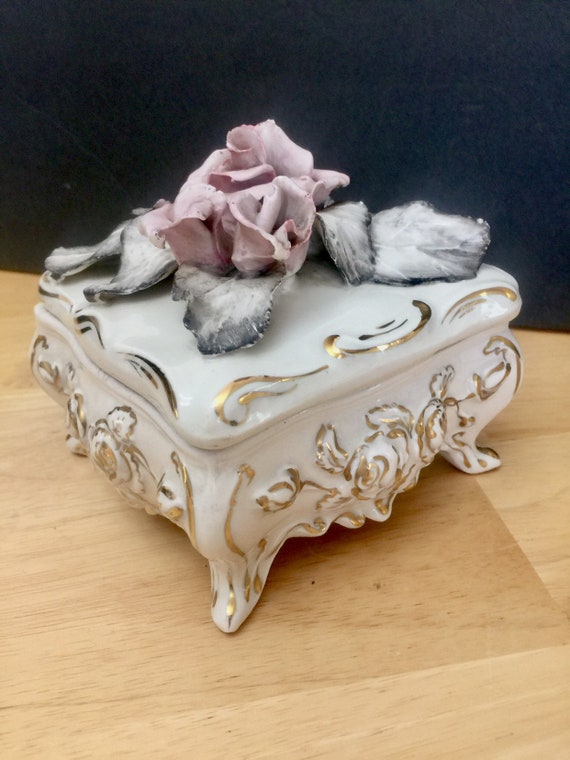 Cordey porcelain Lidded Trinket Box Vintage Fiftie