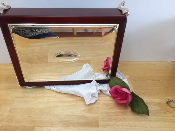 Vintage Jewelry Box, Elegance Silver Plated Footed View 2