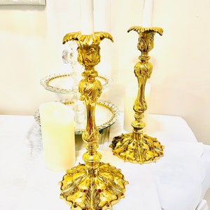 A Pair of Victorian Brass Candlesticks Vintage