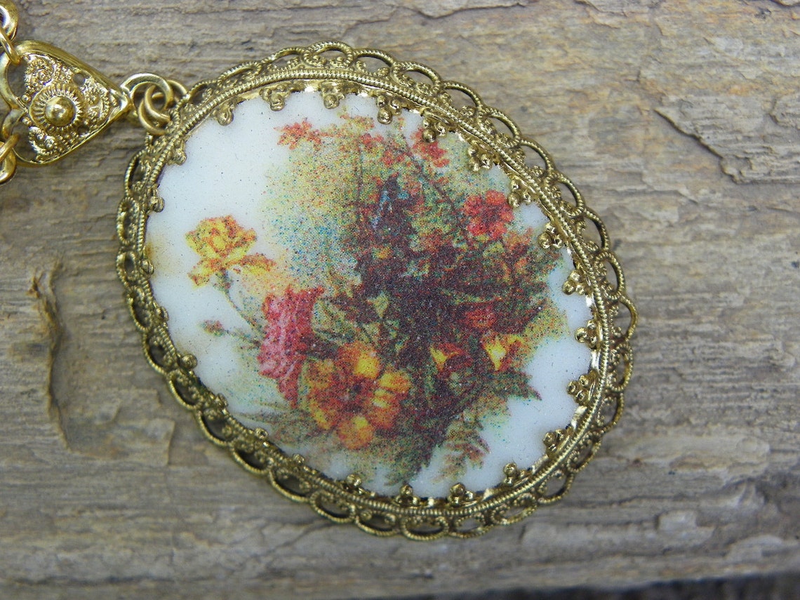 Vintage Classic Floral German Necklace Necklace Jewelry Etsy