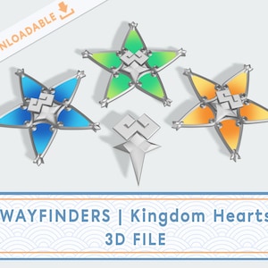 Aqua Wayfinder and brooch 3D file | Good-luck charm from Kingdom Hearts