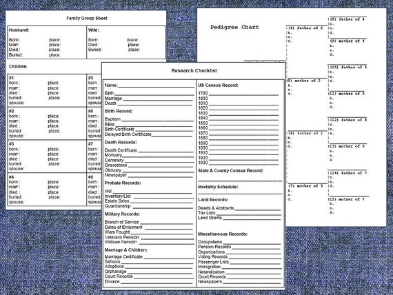 printable genealogy forms etsy