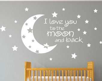I Love You To The Moon And Back Wall Art Etsy