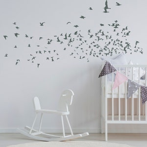 Elegant Flying Flock of Birds. Quality Vinyl Matte Wall Decal Sticker.