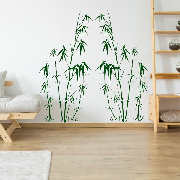 Double Asian Style Bamboo Elegance. Quality Vinyl Matte Wall Art Decal Sticker. Home Decor Wall Decor. Colour Options Available.