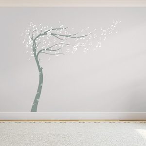 Sweeping Musical Notes Tree. Quality Wall Art Decal Sticker. Colour Options Available. Perfect for your Music Room.