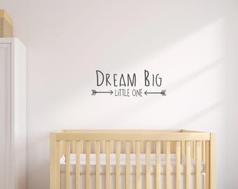 Dream Big Little One Wall Decal Stickers: Kids Room Decor 10 colour choices