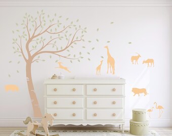 Safari Family Tree Wall Decal: Customizable Nursery Decor