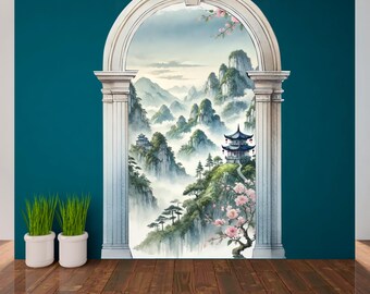 Misty Mountains Arch Wall Decal: Bedroom & Kids Room Decor