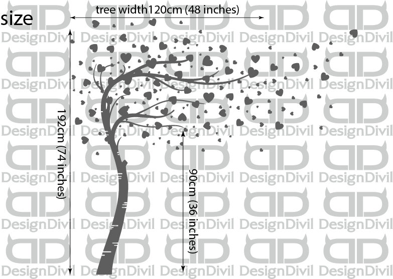 Sweeping Love Heart Tree. Quality Vinyl Matte Wall Art Decal Etsy