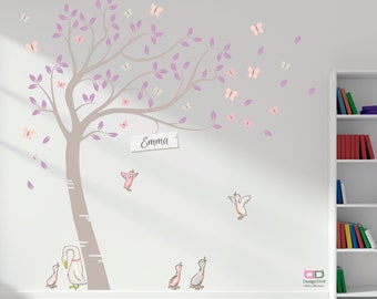 Personalized Duck & Butterfly Family Tree Wall Decal: Custom made to order Nursery Room Decor