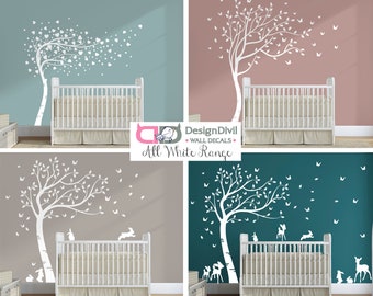 Full Size ALL WHITE Beautiful Nursery Trees Nursery Room Wall Decal Stickers. Choice of 4 different tree designs.