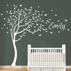 Beautiful Full Size Butterflies,  Leaves & Name Tree. Wall Art Decal Sticker. Perfect for Nursery or Playroom Decor.