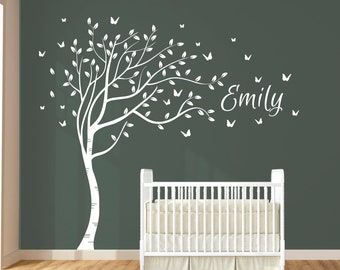 Beautiful Full Size Butterflies,  Leaves & Name Tree. Wall Art Decal Sticker. Perfect for Nursery or Playroom Decor.