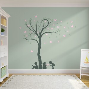 Full Size &#39;Playtime Under the Tree&#39;. Vinyl Matte Wall Art Decal Sticker. Colour Options Available.