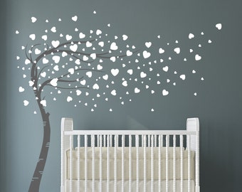 Customisable Sweeping Love Heart Tree Vinyl Wall Decal