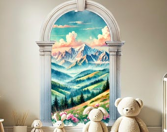 Mountain View Arch Wall Decal: Kids Room Decor