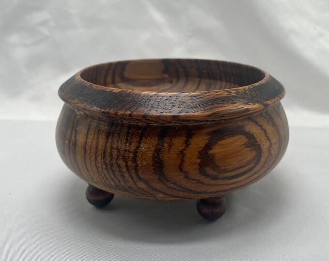 Zebra Wood Bowl With Feet Etsy
