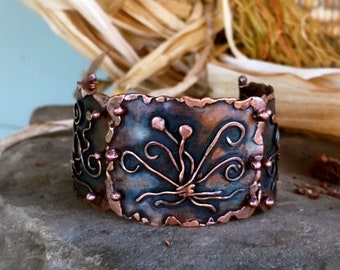Wildflowers - Handcrafted Artisan Eco Friendly Copper Wrist Cuff Bracelet