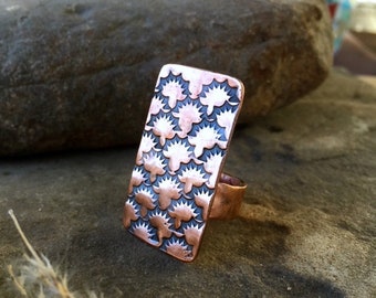 Lotus - Handcrafted Eco Friendly Copper Shield Statement Ring