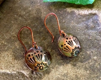 Shine On - Handcrafted Copper Stamped Earrings