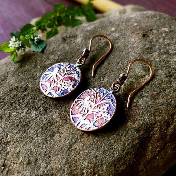 Wildflowers - Artisan Eco-Friendly Etched Copper Earrings