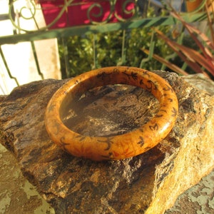 70s Scandinavian bangle bracelet, For Buch & Deichmann, Copenhagen, flower print on laminated textile