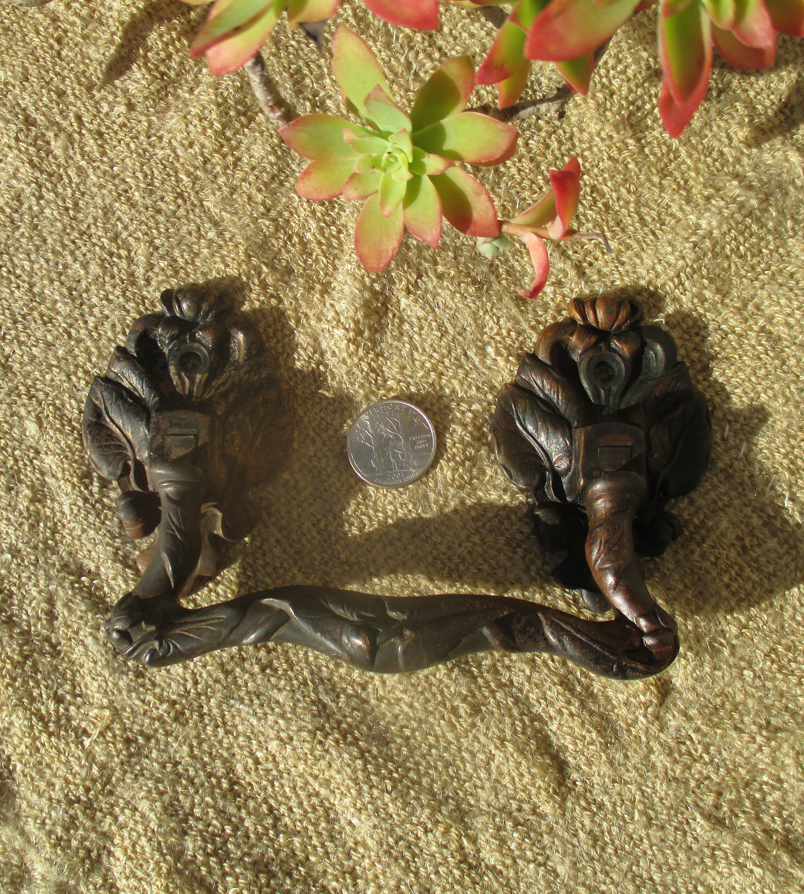 Poignée de Traction en Bronze Antique Lourde, Signée J. Pinet Numéro 121, Dépôt | Breveté Français A