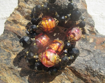 60s Murano and 'French jet' (black faceted glass) necklace