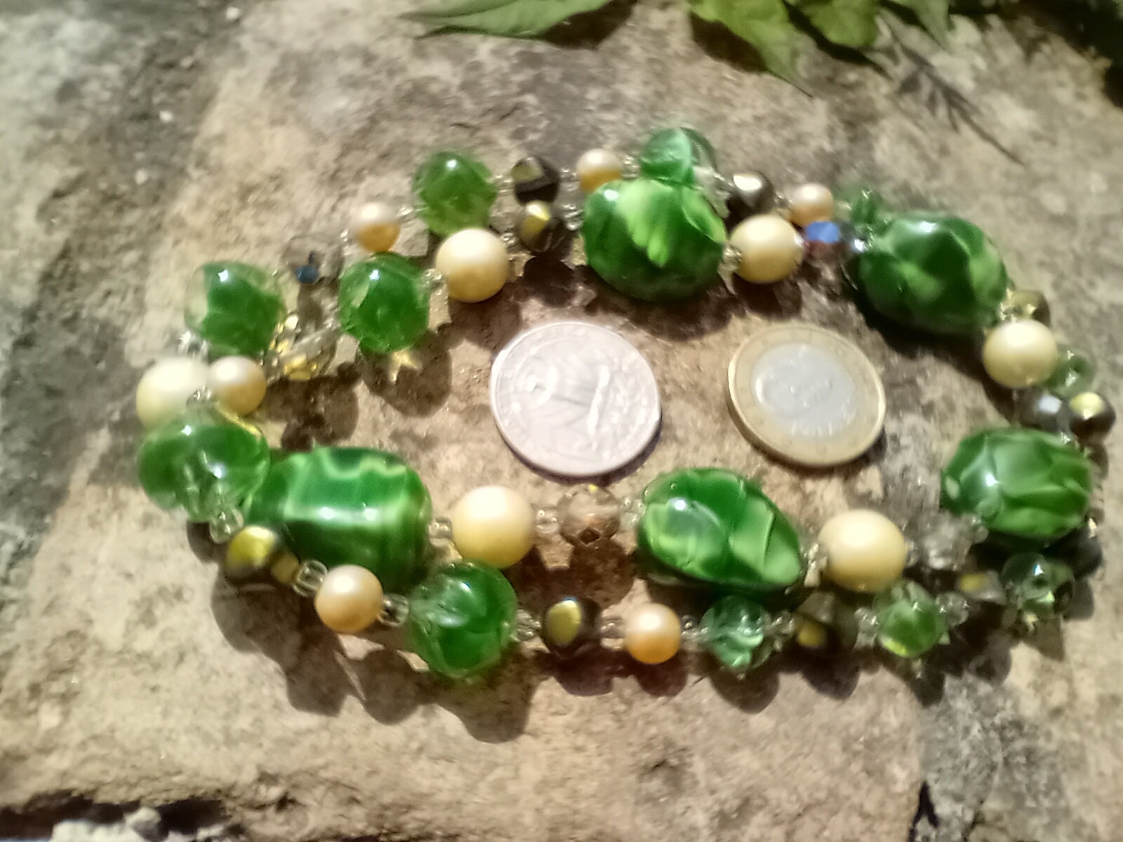 Collier Perles En Verre De Murano - Vert Scintillant - Neuf Sans Emballage - Bijou Fantaisie