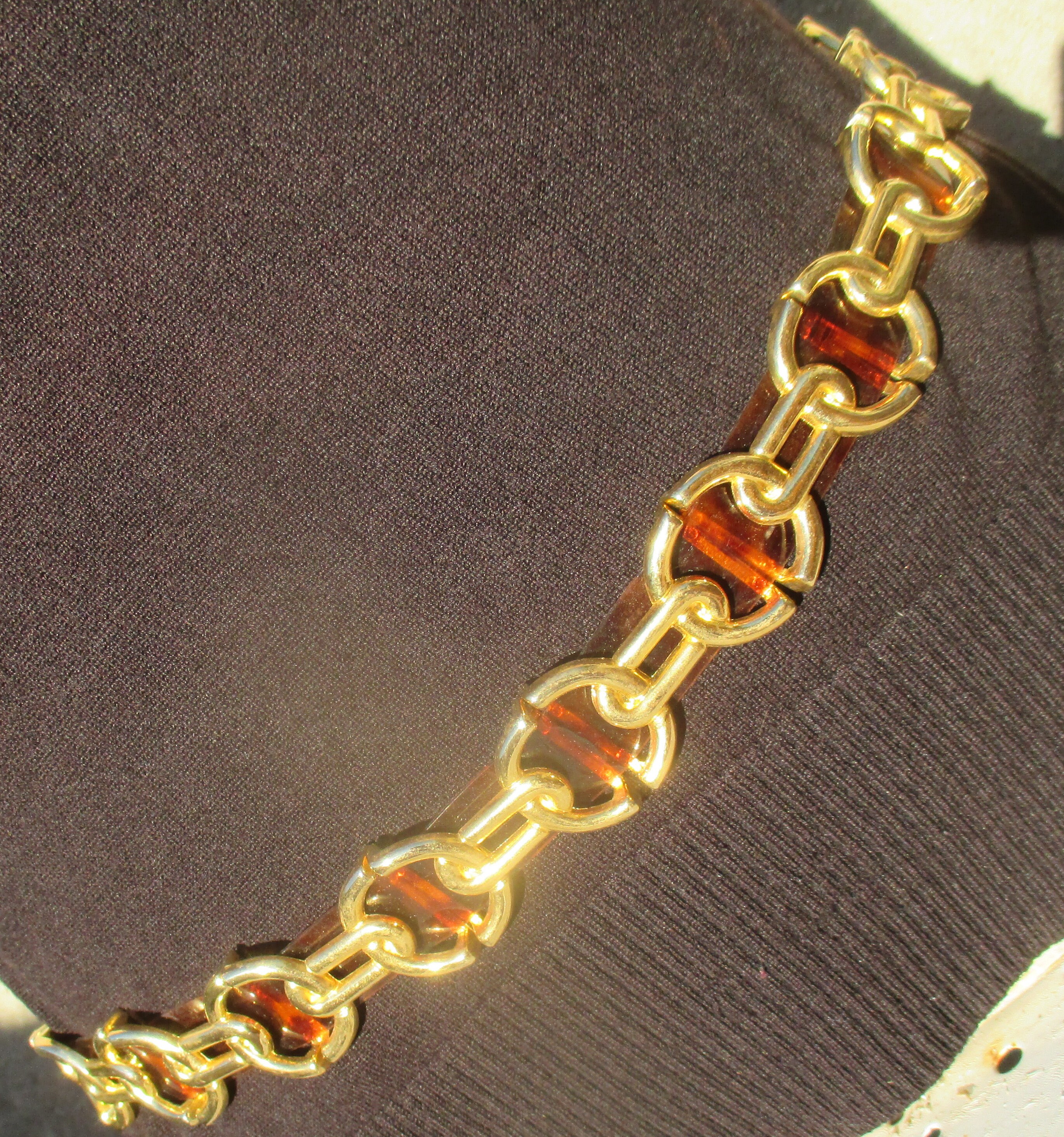 80s Faux Tortoise Shell and Gold Tone Belt, Chunky Runway  display picture 2