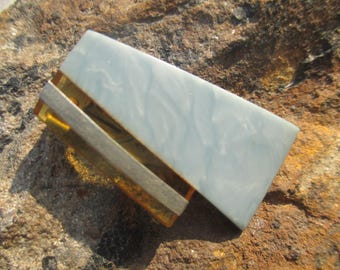 Rare art deco dress clip in acrylic and chrome
