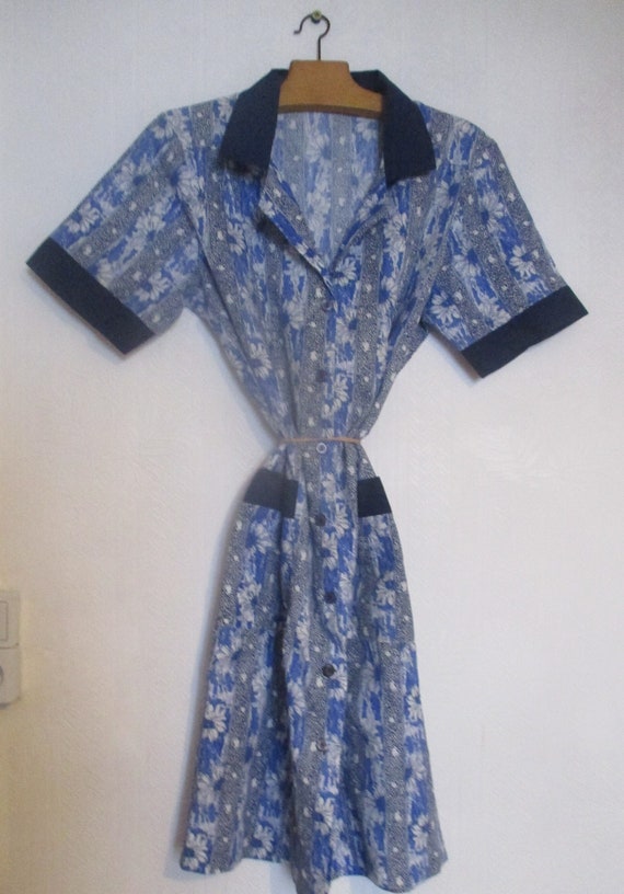 70s French work dress or overall, house workwear,… - image 1