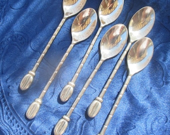 Set of 6 coffee spoons in silver plate with coffee bean decoration